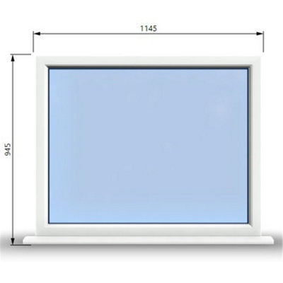 1145mm (W) x 945mm (H) PVCu StormProof Window - 1 Non Opening Window - Toughened Safety Glass - White