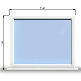 1145mm (W) x 945mm (H) PVCu StormProof Window - 1 Non Opening Window - Toughened Safety Glass - White