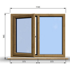 1145mm (W) x 945mm (H) Wooden Stormproof Window - 1/2 Left Opening Window - Toughened Safety Glass