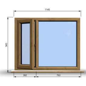 1145mm (W) x 945mm (H) Wooden Stormproof Window - 1/3 Left Opening Window - Toughened Safety Glass