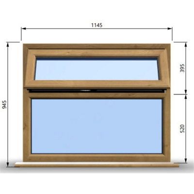 1145mm (W) x 945mm (H) Wooden Stormproof Window - 1 Top Opening Window -Toughened Safety Glass