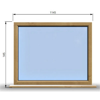 1145mm (W) x 945mm (H) Wooden Stormproof Window - 1 Window (NON Opening) - Toughened Safety Glass