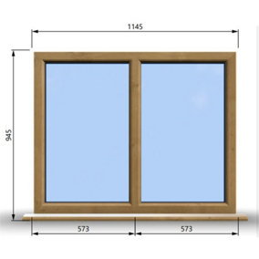1145mm (W) x 945mm (H) Wooden Stormproof Window - 2 Non-Opening Windows - Toughened Safety Glass