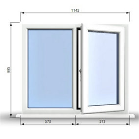 1145mm (W) x 995mm (H) PVCu StormProof Casement Window - 1 RIGHT Opening Window -  Toughened Safety Glass - White