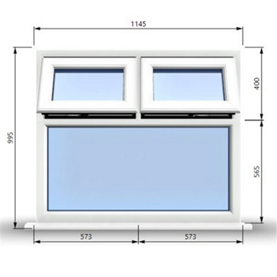 1145mm (W) x 995mm (H) PVCu StormProof Casement Window - 2 Top Opening ...