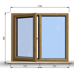 1145mm (W) x 995mm (H) Wooden Stormproof Window - 1/2 Left Opening Window - Toughened Safety Glass