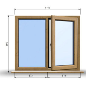 1145mm (W) x 995mm (H) Wooden Stormproof Window - 1/2 Right Opening Window - Toughened Safety Glass