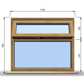 1145mm (W) x 995mm (H) Wooden Stormproof Window - 1 Top Opening Window -Toughened Safety Glass