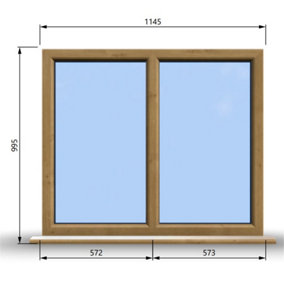 1145mm (W) x 995mm (H) Wooden Stormproof Window - 2 Non-Opening Windows - Toughened Safety Glass