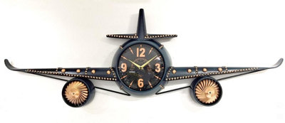 114CM BLACK AEROPLANE WALL CLOCK