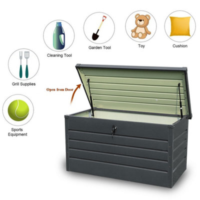 114cm W Galvanized Steel Outdoor Garden Tool Storage Cabinet with Lock ...