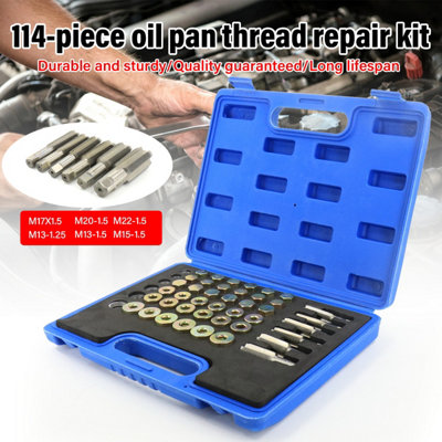 114pc Oil Pan Thread Sump Repair Kit Gearbox Drain Plug Tool Set M13-M22 UK