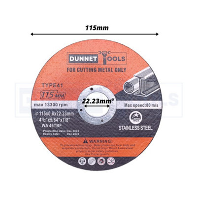 115 X 0.8mm Cutting Disc 10 x 115mm Metal Cutting Discs Air Tool Steel Angle Grinder - 3