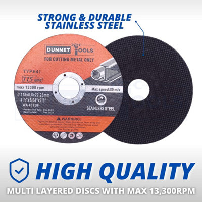 115 X 0.8mm Cutting Disc 10 x 115mm Metal Cutting Discs Air Tool Steel Angle Grinder - 7