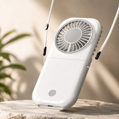  - Portable Handheld Fan Usb Rechargeable Folding Mini Desk Neck Fan White