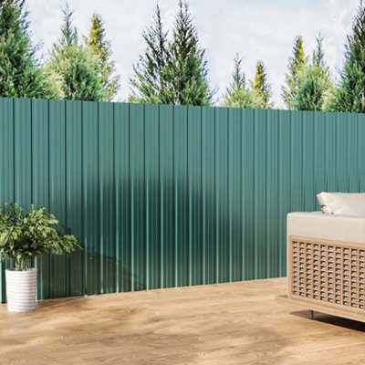 115cm L Set of 6 Steel Corrugated Panels in Green