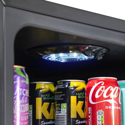 115L Under Counter Wine Drinks Fridge Cooler Glass Front LED Backlit BLACK - 3