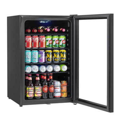 115L Under Counter Wine Drinks Fridge Cooler Glass Front LED Backlit BLACK - 9