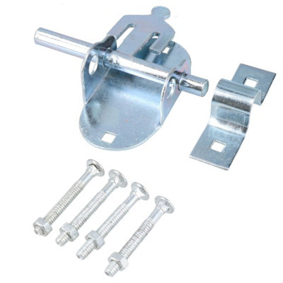 115mm Galvanised Oval Pad Bolt Sliding Lock Gate Shed Door & Fixings