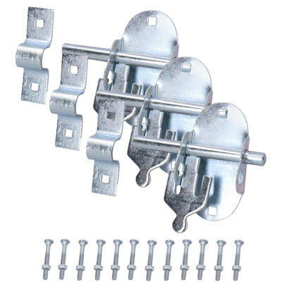 115mm Oval Pad Bolt Sliding Lock Gate Shed Door Padbolt with Fixings 3pc