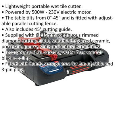 Water cooled deals tile cutter