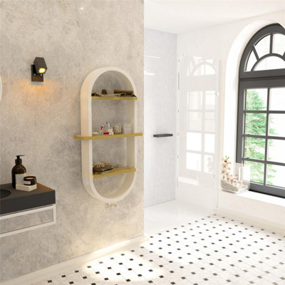 1175mm (H) x 500mm (W) - White Vertical Aluminum Heated Towel Rail (Snowshill) - (1.17m x 0.5m) - Depth 180mm