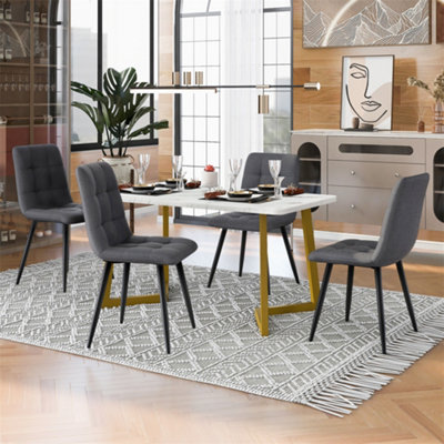 117x68cm Dining Table with 4 Chairs Set, Rectangular Dining Table, Dark ...