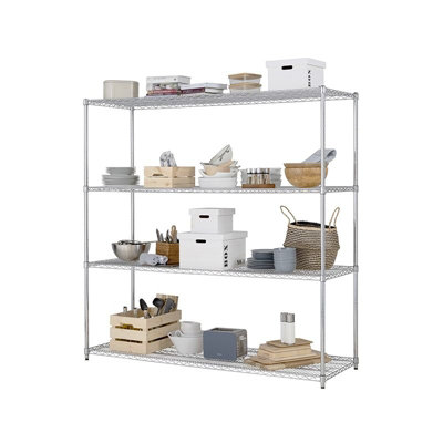Metal Chrome Wire Shelving Unit 4 Tier 1838mm H X 1822mm W X 609mm D from B&Q