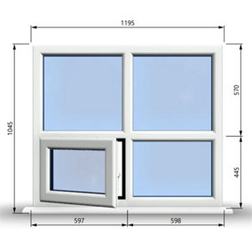 1195mm (W) x 1045mm (H) PVCu StormProof Casement Window - 1 Bottom Opening (Left) -  White Internal & External