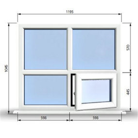 1195mm (W) x 1045mm (H) PVCu StormProof Casement Window - 1 Bottom Opening (Right)  - White Internal & External