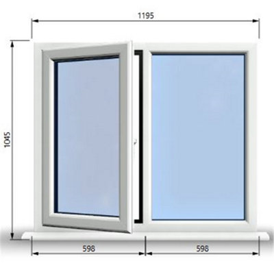 1195mm (W) x 1045mm (H) PVCu StormProof Casement Window - 1 LEFT Opening Window -  Toughened Safety Glass - White