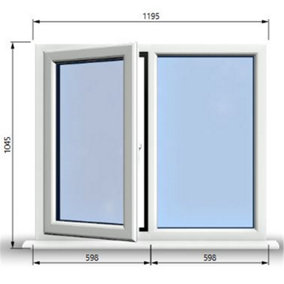 1195mm (W) x 1045mm (H) PVCu StormProof Casement Window - 1 LEFT Opening Window -  Toughened Safety Glass - White