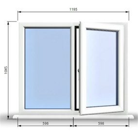 1195mm (W) x 1045mm (H) PVCu StormProof Casement Window - 1 RIGHT Opening Window -  Toughened Safety Glass - White