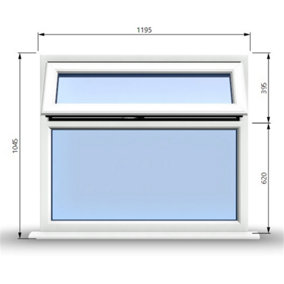 1195mm (W) x 1045mm (H) PVCu StormProof Casement Window - 1 Top Opening Window - 70mm Cill - Chrome Handles -  White