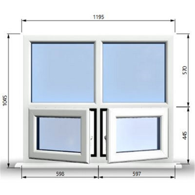 1195mm (W) x 1045mm (H) PVCu StormProof Casement Window - 2 Bottom ...