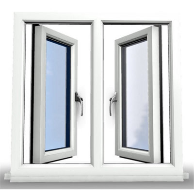 1195mm (W) x 1045mm (H) PVCu StormProof Casement Window - 2 Central Opening Windows -  White Internal & External - 7