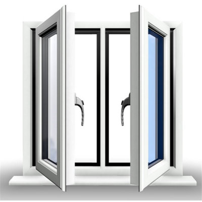 1195mm (W) x 1045mm (H) PVCu StormProof Casement Window - 2 Central Opening Windows -  White Internal & External - 9