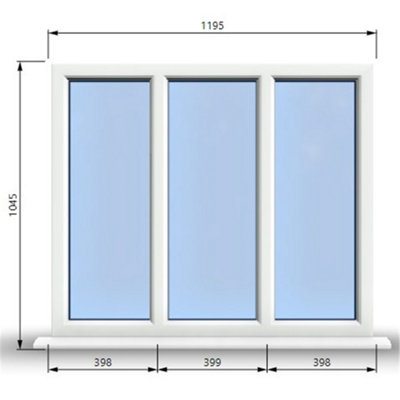 1195mm (W) x 1045mm (H) PVCu StormProof Casement Window - 3 Panes Non ...