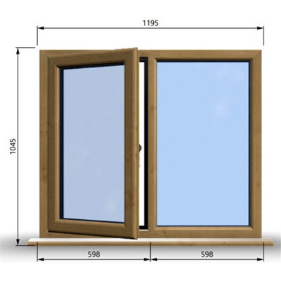 1195mm (W) x 1045mm (H) Wooden Stormproof Window - 1/2 Left Opening Window - Toughened Safety Glass