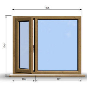1195mm (W) x 1045mm (H) Wooden Stormproof Window - 1/3 Left Opening Window - Toughened Safety Glass