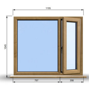 1195mm (W) x 1045mm (H) Wooden Stormproof Window - 1/3 Right Opening Window - Toughened Safety Glass