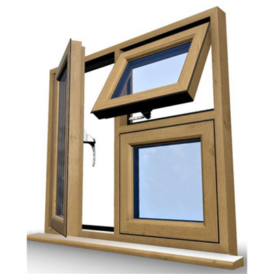1195mm (W) x 1045mm (H) Wooden Stormproof Window - 1 Opening Window (LEFT) - Top Opening Window (RIGHT) - Toughened Safety Glass - 5