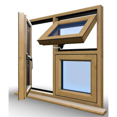 1195mm (W) x 1045mm (H) Wooden Stormproof Window - 1 Opening Window (LEFT) - Top Opening Window (RIGHT) - Toughened Safety Glass - 6