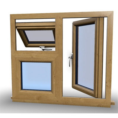 1195mm (W) x 1045mm (H) Wooden Stormproof Window - 1 Opening Window (LEFT) - Top Opening Window (RIGHT) - Toughened Safety Glass - 7