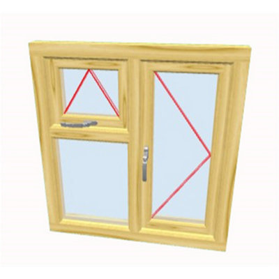 1195mm (W) x 1045mm (H) Wooden Stormproof Window - 1 Opening Window (LEFT) - Top Opening Window (RIGHT) - Toughened Safety Glass