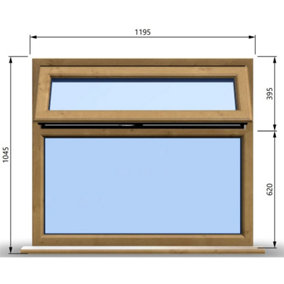 1195mm (W) x 1045mm (H) Wooden Stormproof Window - 1 Top Opening Window -Toughened Safety Glass