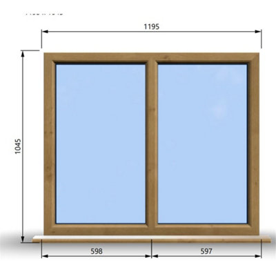 1195mm (W) x 1045mm (H) Wooden Stormproof Window - 2 Non-Opening ...