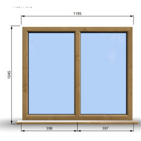 1195mm (W) x 1045mm (H) Wooden Stormproof Window - 2 Non-Opening Windows - Toughened Safety Glass