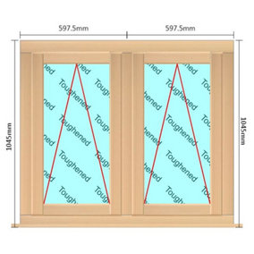 1195mm (W) x 1045mm (H) Wooden Stormproof Window - 2 Opening Windows (Opening from Bottom) - Toughened Safety Glass