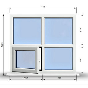 1195mm (W) x 1095mm (H) PVCu StormProof Casement Window - 1 Bottom Opening (Left) -  White Internal & External